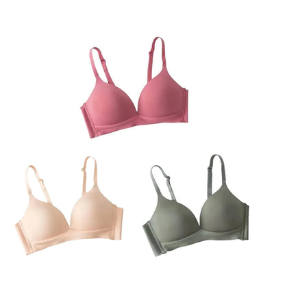 3Pcs/Set Seamless Bras For Women Non-wire Glossy Underwear Push Up Bra Without Steel Ring 3/4 Cup Female Comfort Lingerie - A-1 Thread Vault