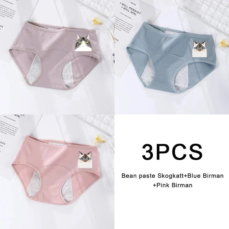 3PCS/set Women's menstrual briefs large flow postpartum water absorption leakproof briefs women's pure cotton menstrual briefs - A-1 Thread Vault