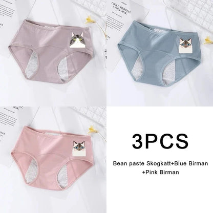 3PCS/set Women's menstrual briefs large flow postpartum water absorption leakproof briefs women's pure cotton menstrual briefs - A-1 Thread Vault