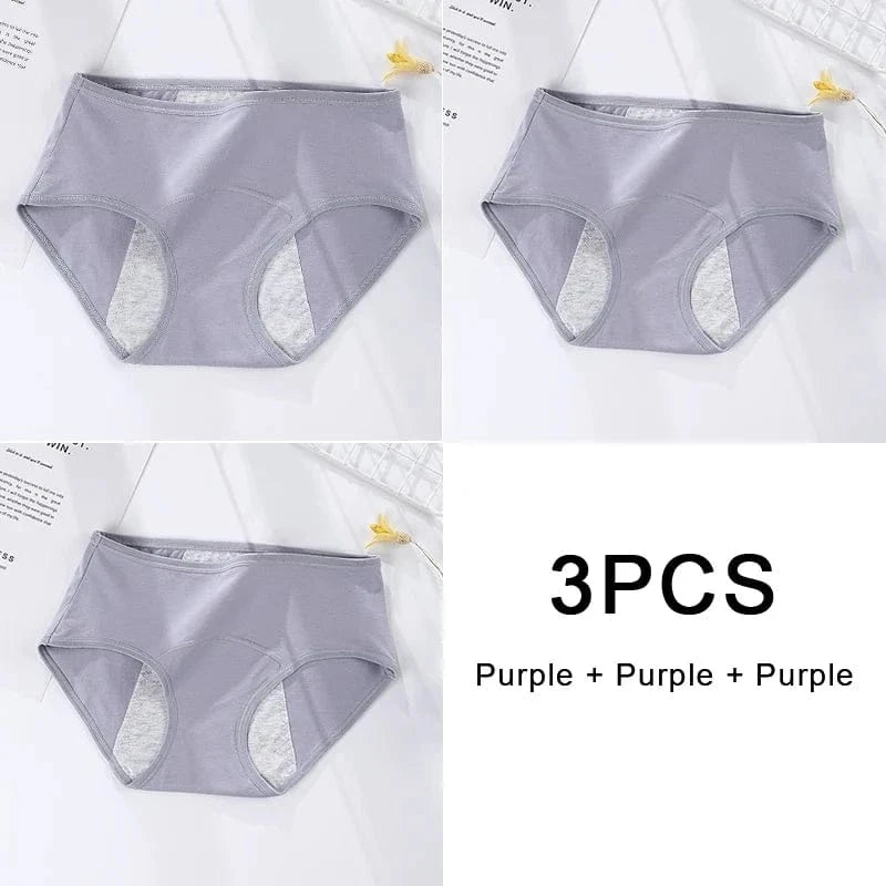 3PCS/set Women's menstrual briefs large flow postpartum water absorption leakproof briefs women's pure cotton menstrual briefs - A-1 Thread Vault