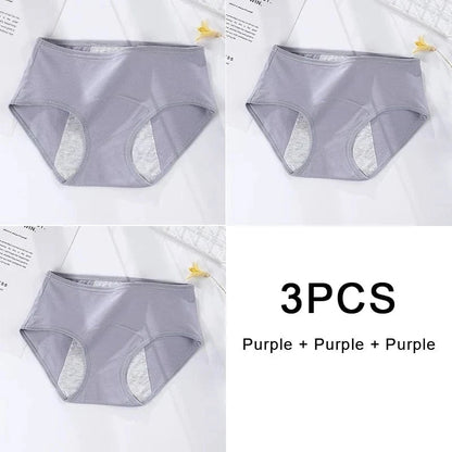 3PCS/set Women's menstrual briefs large flow postpartum water absorption leakproof briefs women's pure cotton menstrual briefs - A-1 Thread Vault