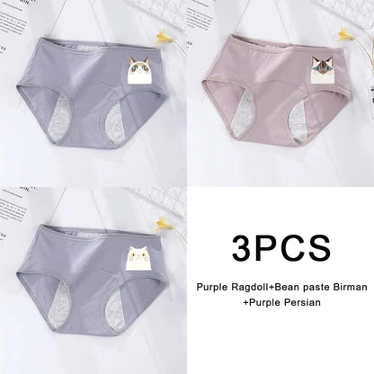 3PCS/set Women's menstrual briefs large flow postpartum water absorption leakproof briefs women's pure cotton menstrual briefs - A-1 Thread Vault