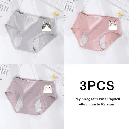 3PCS/set Women's menstrual briefs large flow postpartum water absorption leakproof briefs women's pure cotton menstrual briefs - A-1 Thread Vault
