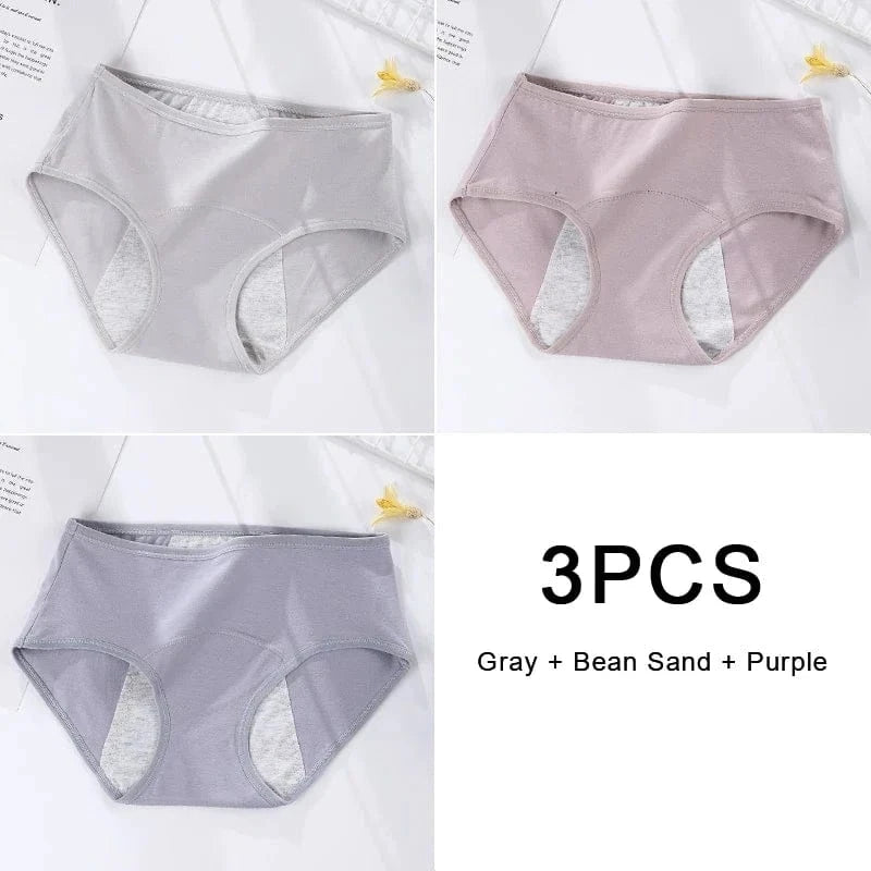 3PCS/set Women's menstrual briefs large flow postpartum water absorption leakproof briefs women's pure cotton menstrual briefs - A-1 Thread Vault