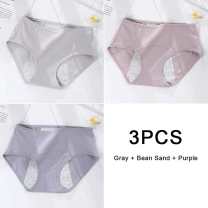 3PCS/set Women's menstrual briefs large flow postpartum water absorption leakproof briefs women's pure cotton menstrual briefs - A-1 Thread Vault