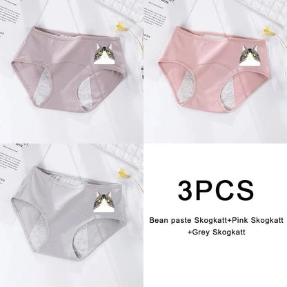 3PCS/set Women's menstrual briefs large flow postpartum water absorption leakproof briefs women's pure cotton menstrual briefs - A-1 Thread Vault