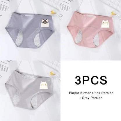3PCS/set Women's menstrual briefs large flow postpartum water absorption leakproof briefs women's pure cotton menstrual briefs - A-1 Thread Vault
