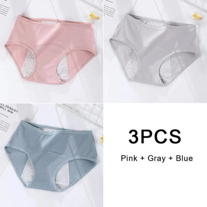 3PCS/set Women's menstrual briefs large flow postpartum water absorption leakproof briefs women's pure cotton menstrual briefs - A-1 Thread Vault
