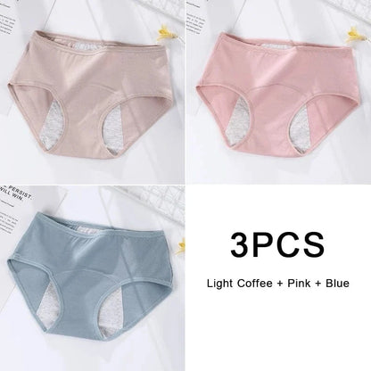 3PCS/set Women's menstrual briefs large flow postpartum water absorption leakproof briefs women's pure cotton menstrual briefs - A-1 Thread Vault
