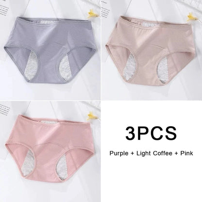 3PCS/set Women's menstrual briefs large flow postpartum water absorption leakproof briefs women's pure cotton menstrual briefs - A-1 Thread Vault