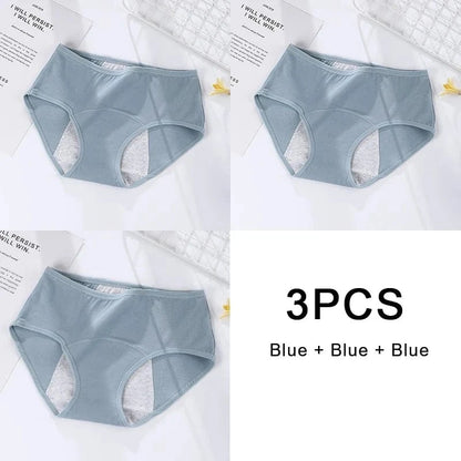 3PCS/set Women's menstrual briefs large flow postpartum water absorption leakproof briefs women's pure cotton menstrual briefs - A-1 Thread Vault