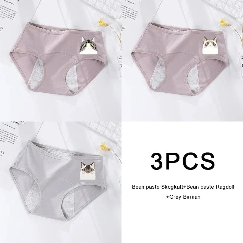 3PCS/set Women's menstrual briefs large flow postpartum water absorption leakproof briefs women's pure cotton menstrual briefs - A-1 Thread Vault