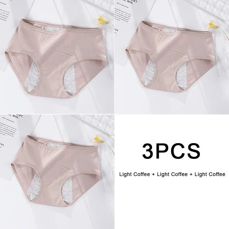 3PCS/set Women's menstrual briefs large flow postpartum water absorption leakproof briefs women's pure cotton menstrual briefs - A-1 Thread Vault