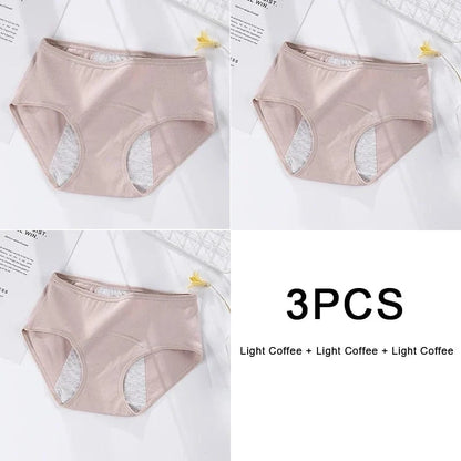 3PCS/set Women's menstrual briefs large flow postpartum water absorption leakproof briefs women's pure cotton menstrual briefs - A-1 Thread Vault