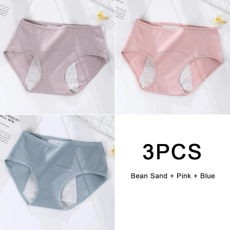 3PCS/set Women's menstrual briefs large flow postpartum water absorption leakproof briefs women's pure cotton menstrual briefs - A-1 Thread Vault