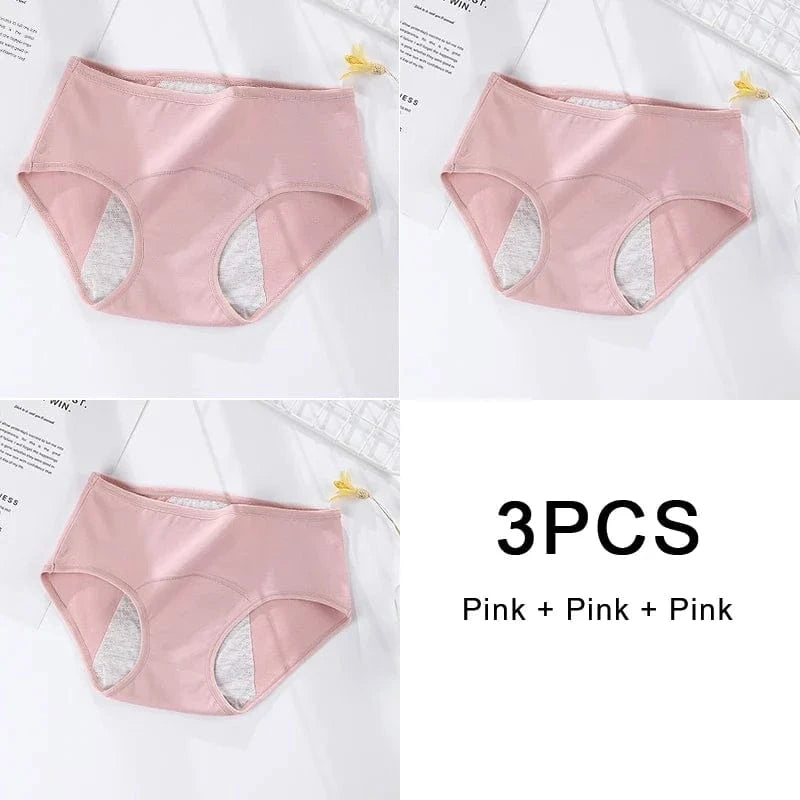 3PCS/set Women's menstrual briefs large flow postpartum water absorption leakproof briefs women's pure cotton menstrual briefs - A-1 Thread Vault