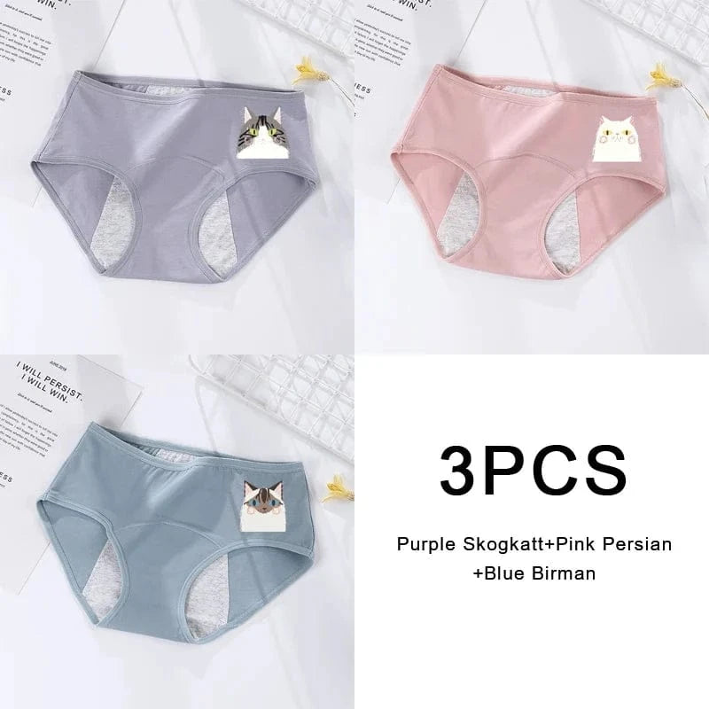 3PCS/set Women's menstrual briefs large flow postpartum water absorption leakproof briefs women's pure cotton menstrual briefs - A-1 Thread Vault