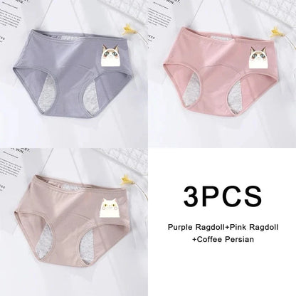 3PCS/set Women's menstrual briefs large flow postpartum water absorption leakproof briefs women's pure cotton menstrual briefs - A-1 Thread Vault
