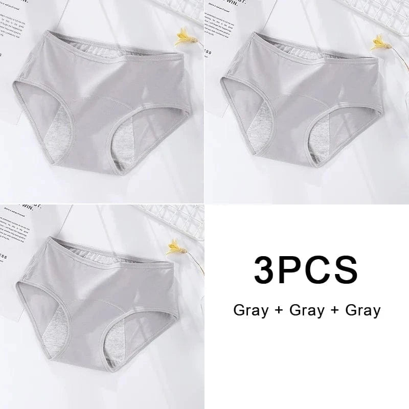 3PCS/set Women's menstrual briefs large flow postpartum water absorption leakproof briefs women's pure cotton menstrual briefs - A-1 Thread Vault