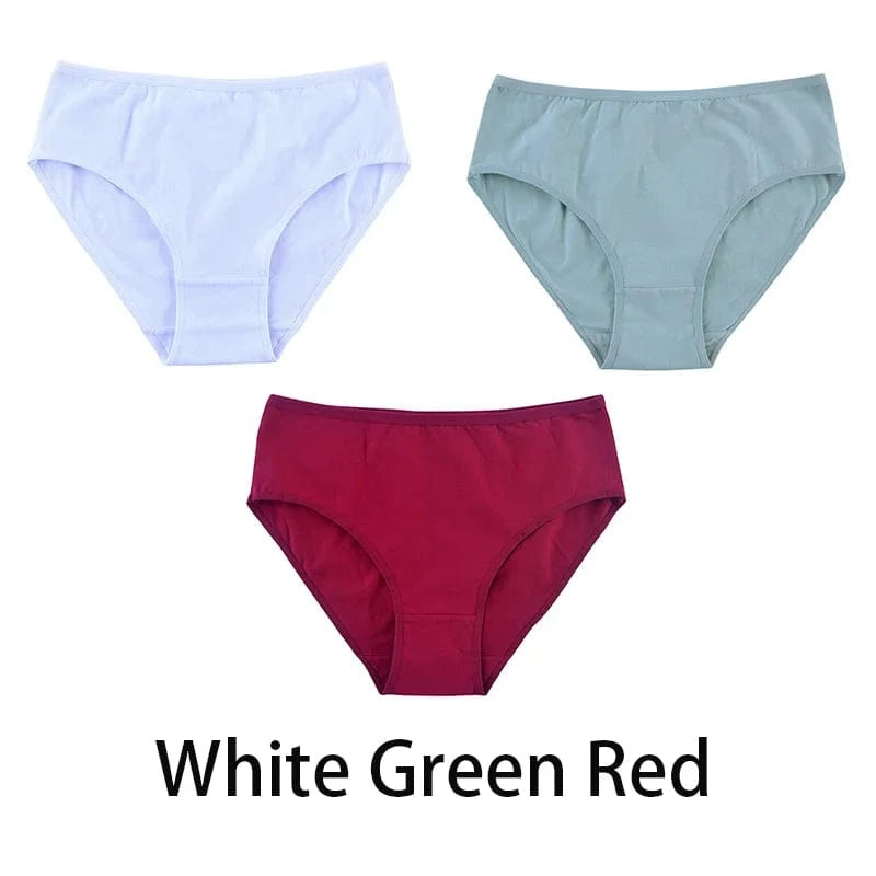 3PCS/Set Women Sexy Seamless Cotton Panties Big Size Underwear Female Underpants Girls 6 Solid Color Soft Briefs Lingerie 8815 - A-1 Thread Vault