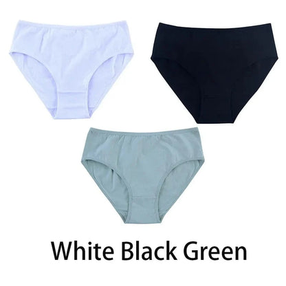 3PCS/Set Women Sexy Seamless Cotton Panties Big Size Underwear Female Underpants Girls 6 Solid Color Soft Briefs Lingerie 8815 - A-1 Thread Vault