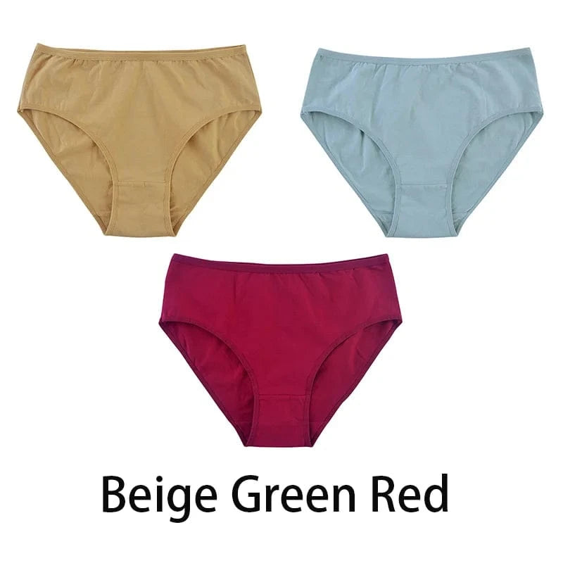 3PCS/Set Women Sexy Seamless Cotton Panties Big Size Underwear Female Underpants Girls 6 Solid Color Soft Briefs Lingerie 8815 - A-1 Thread Vault