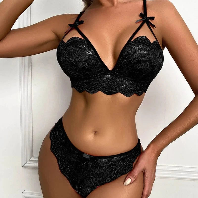 3pcs Sexy Lingerie Women Bra Panty Garters Set See Through Lace Underwear Erotic Lingerie Sets Sexy Women's Bra Porno Costumes - A-1 Thread Vault