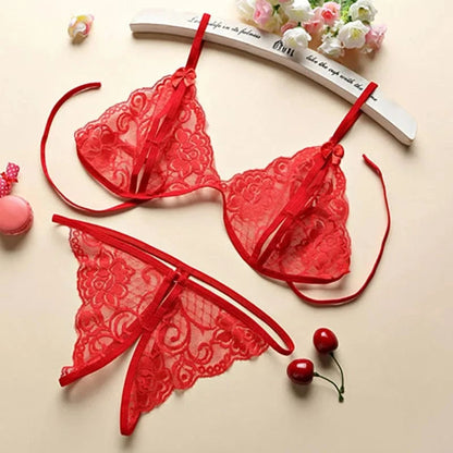 3pcs Sexy Lingerie Women Bra Panty Garters Set See Through Lace Underwear Erotic Lingerie Sets Sexy Women's Bra Porno Costumes - A-1 Thread Vault
