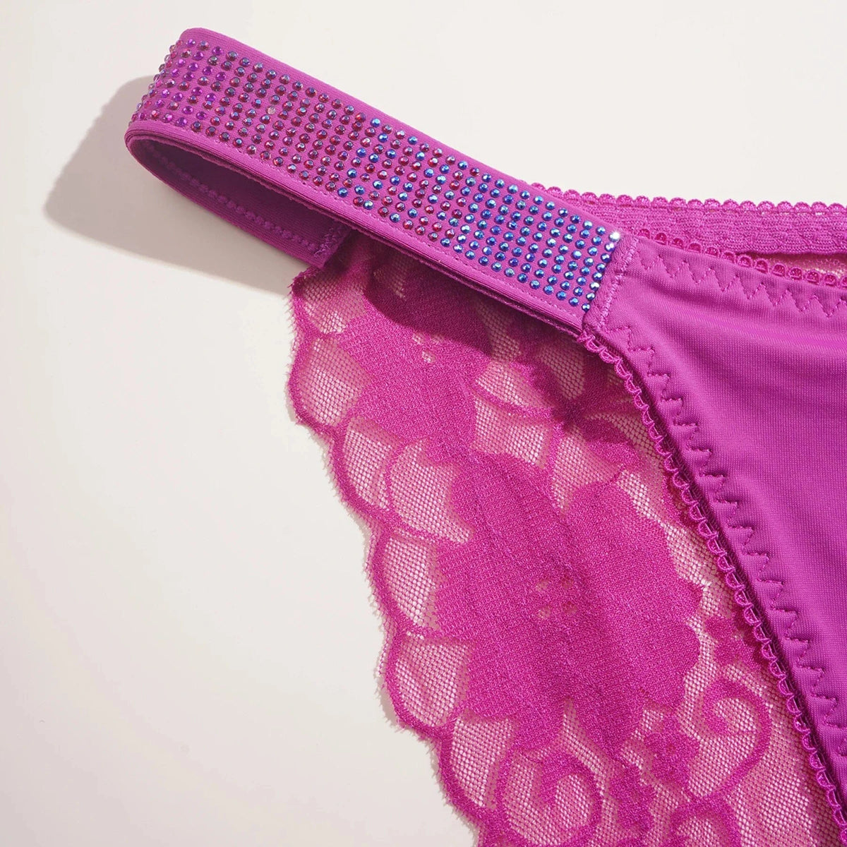 3PCS Sexy Women's Underwear Semi-transparent Hollow Out Lace Floral Panties Two Shiny Belts Underpants Female Briefs Lingerie - A-1 Thread Vault