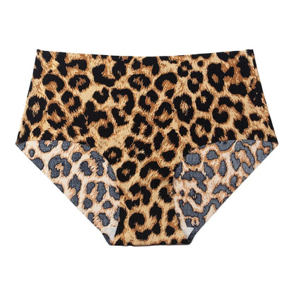 3pcs Women's Seamless Ice Silk Panties Female Mid Waist Plus Size Leopard Print Underwear Girls Fashion Brief Lady Comfort Panty - A-1 Thread Vault