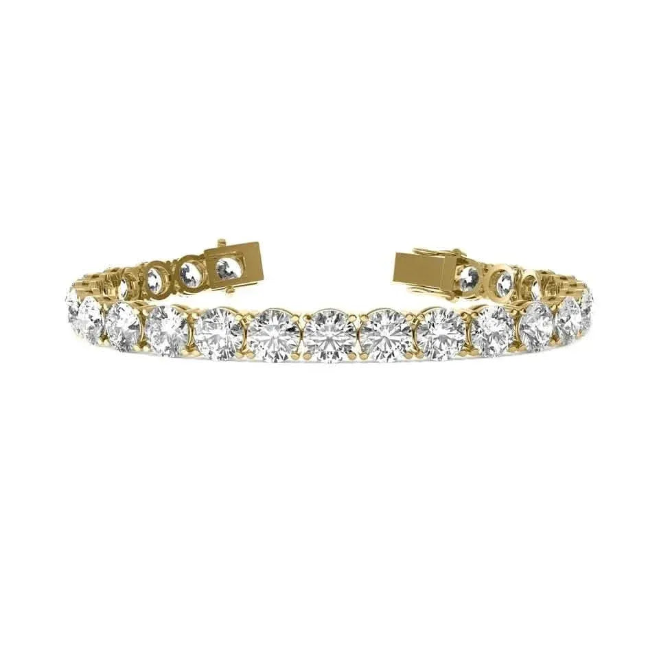 4.00 CT G/VS1 Round Cut Lab Grown Diamond Tennis Bracelet in 14k Yellow Gold - A-1 Thread Vault