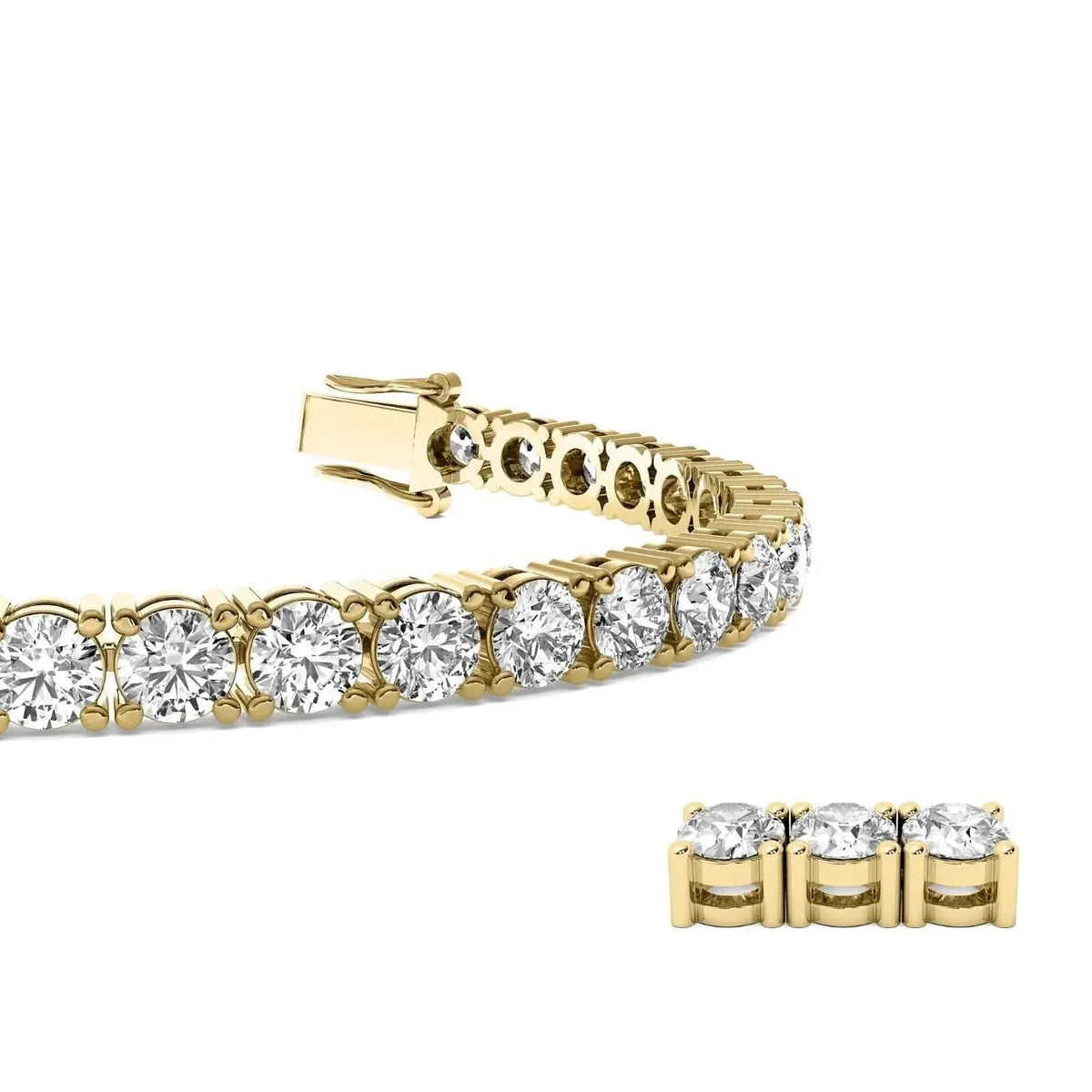 4.00 CT G/VS1 Round Cut Lab Grown Diamond Tennis Bracelet in 14k Yellow Gold - A-1 Thread Vault