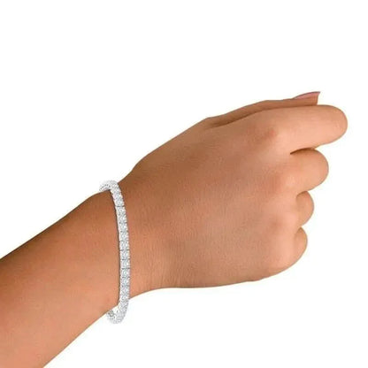 4.20 Ct Round Cut Diamond Tennis Bracelet 14K White Gold Lab-Grown 6.25 Inch - A-1 Thread Vault