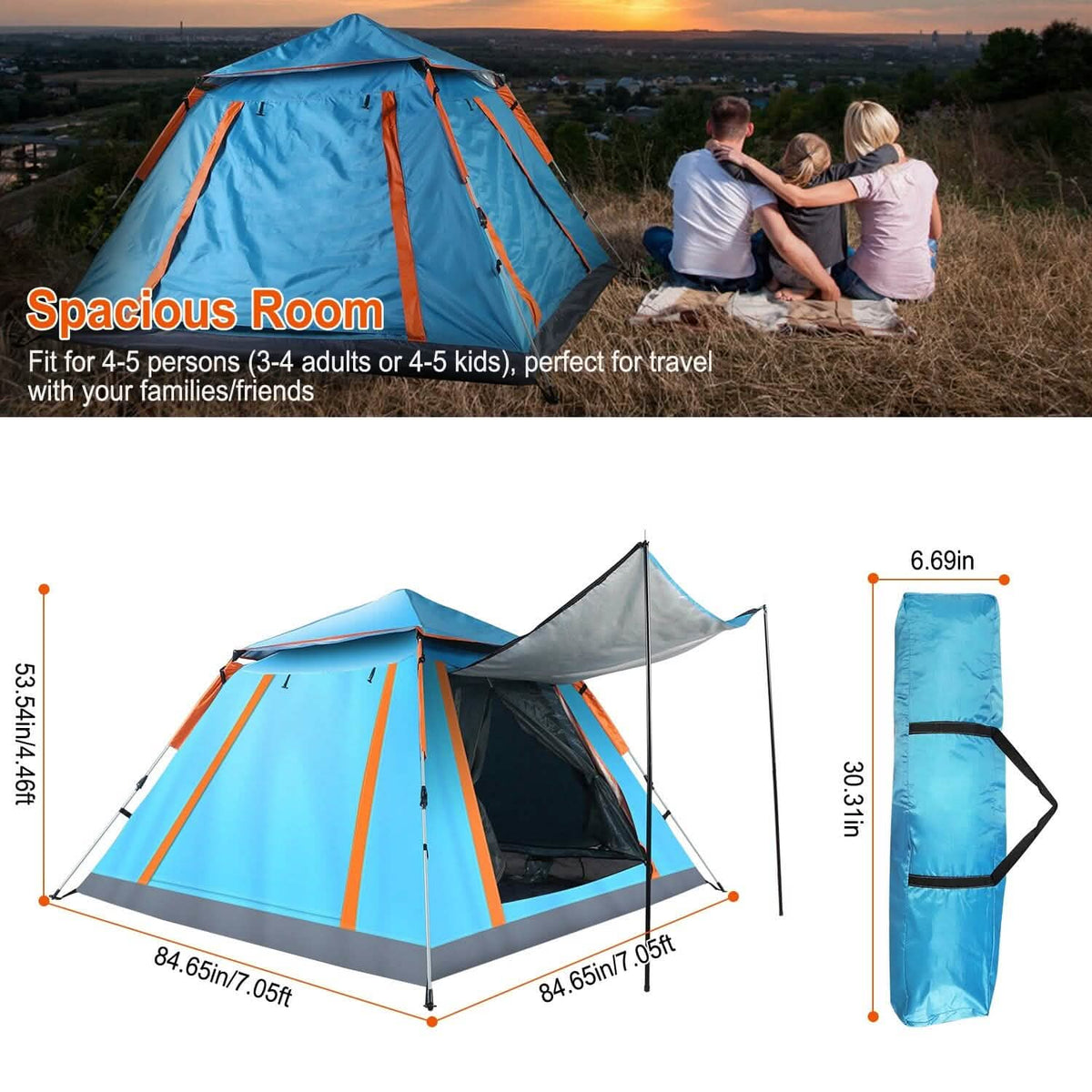 4-5 Person Camping Tent Outdoor Foldable Waterproof Tent - A-1 Thread Vault