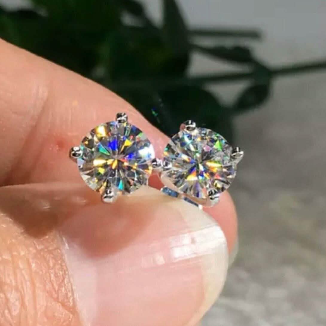 4 Ct Round Cut FL/D Lab Created White Sapphire Stud Earrings 14K White Gold - A-1 Thread Vault