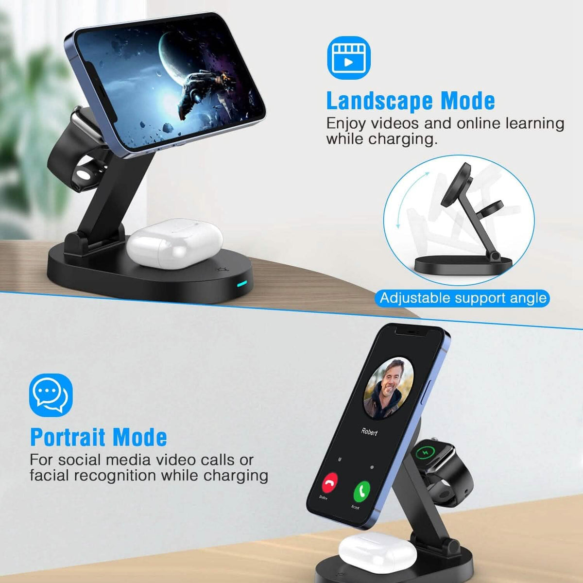 4-in-1 15W Foldable Magnetic Wireless Charging Station - A-1 Thread Vault
