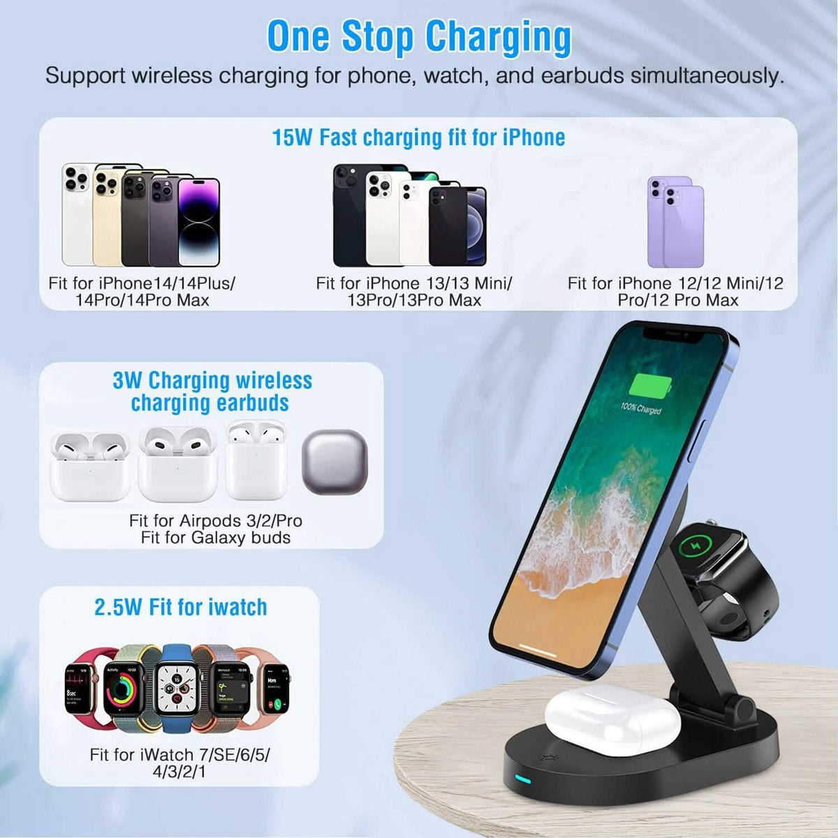 4-in-1 15W Foldable Magnetic Wireless Charging Station - A-1 Thread Vault