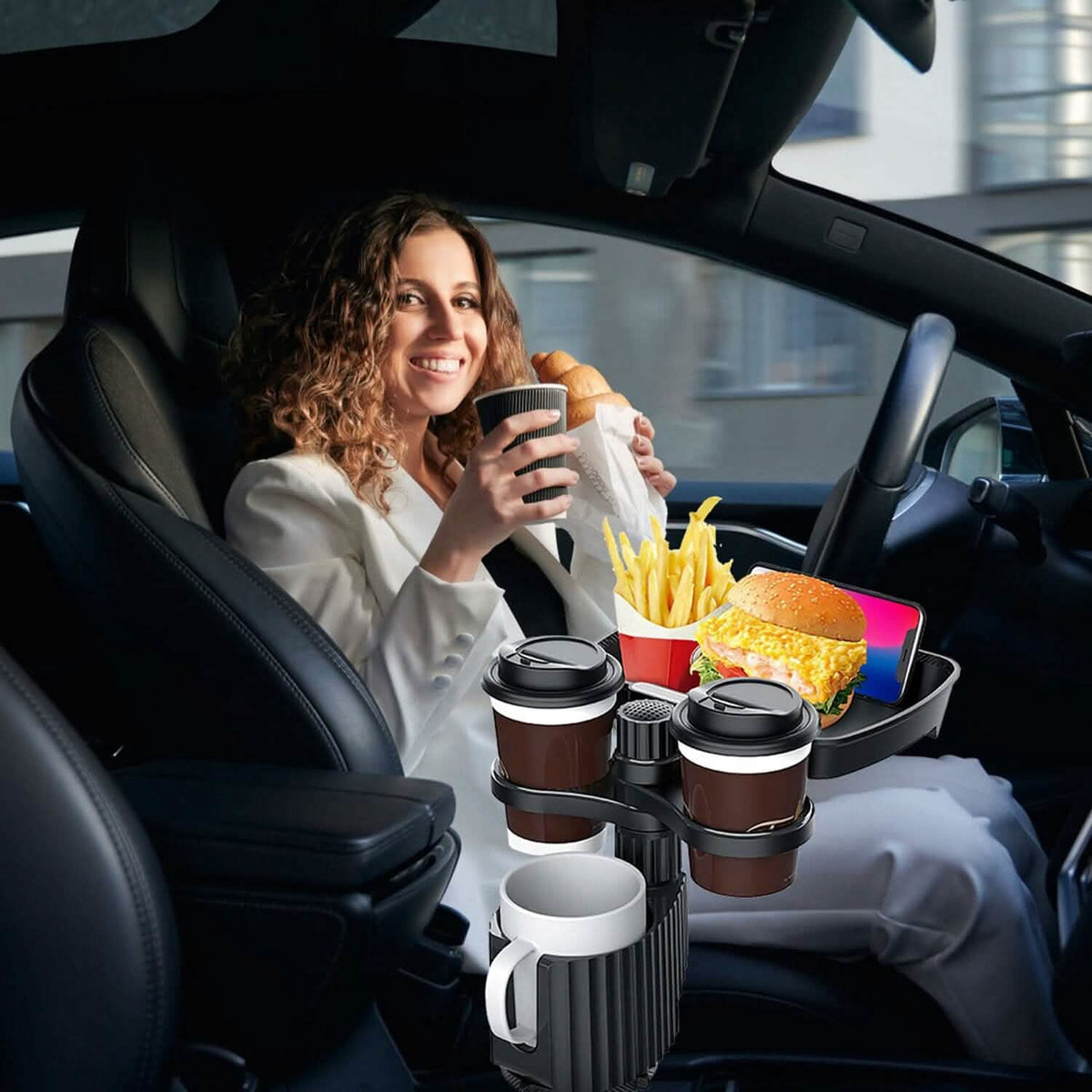 4-in-1 Car Cup Holder Tray Food Table - A-1 Thread Vault