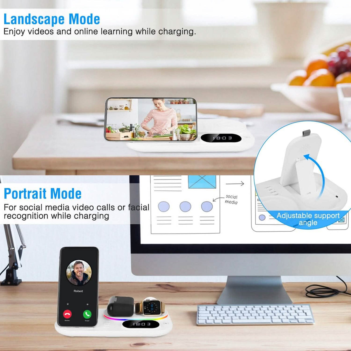 4-in-1 Foldable Wireless Charging Station Stand Dock - A-1 Thread Vault