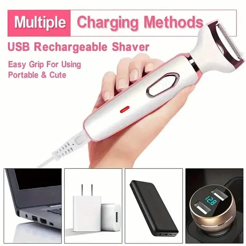 4-in-1 Silky-Smooth Electric Shaver for Women - Wet/Dry, USB Rechargeable & Portable for Full Body Use - A-1 Thread Vault