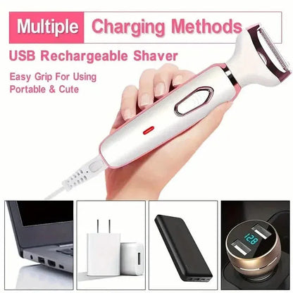 4-in-1 Silky-Smooth Electric Shaver for Women - Wet/Dry, USB Rechargeable & Portable for Full Body Use - A-1 Thread Vault