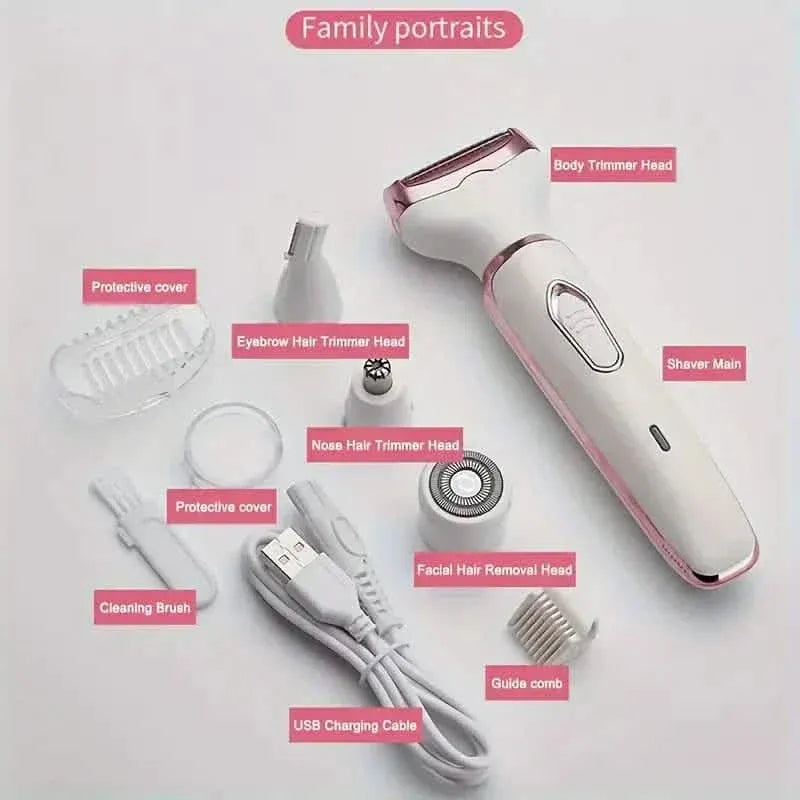 4-in-1 Silky-Smooth Electric Shaver for Women - Wet/Dry, USB Rechargeable & Portable for Full Body Use - A-1 Thread Vault