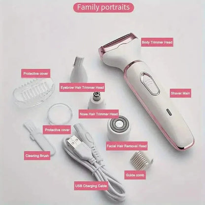 4-in-1 Silky-Smooth Electric Shaver for Women - Wet/Dry, USB Rechargeable & Portable for Full Body Use - A-1 Thread Vault