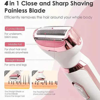 4-in-1 Silky-Smooth Electric Shaver for Women - Wet/Dry, USB Rechargeable & Portable for Full Body Use - A-1 Thread Vault