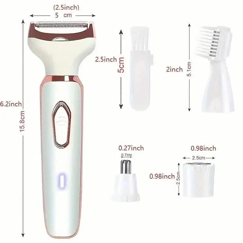 4-in-1 Silky-Smooth Electric Shaver for Women - Wet/Dry, USB Rechargeable & Portable for Full Body Use - A-1 Thread Vault