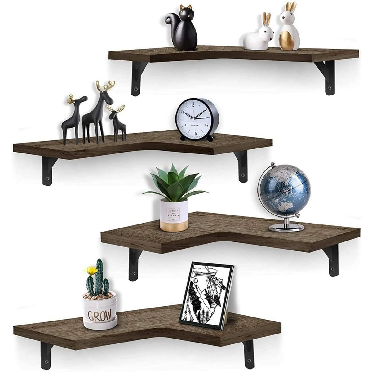 4-Pack: Corner Floating Shelf Wall Mount Display Storage - A-1 Thread Vault
