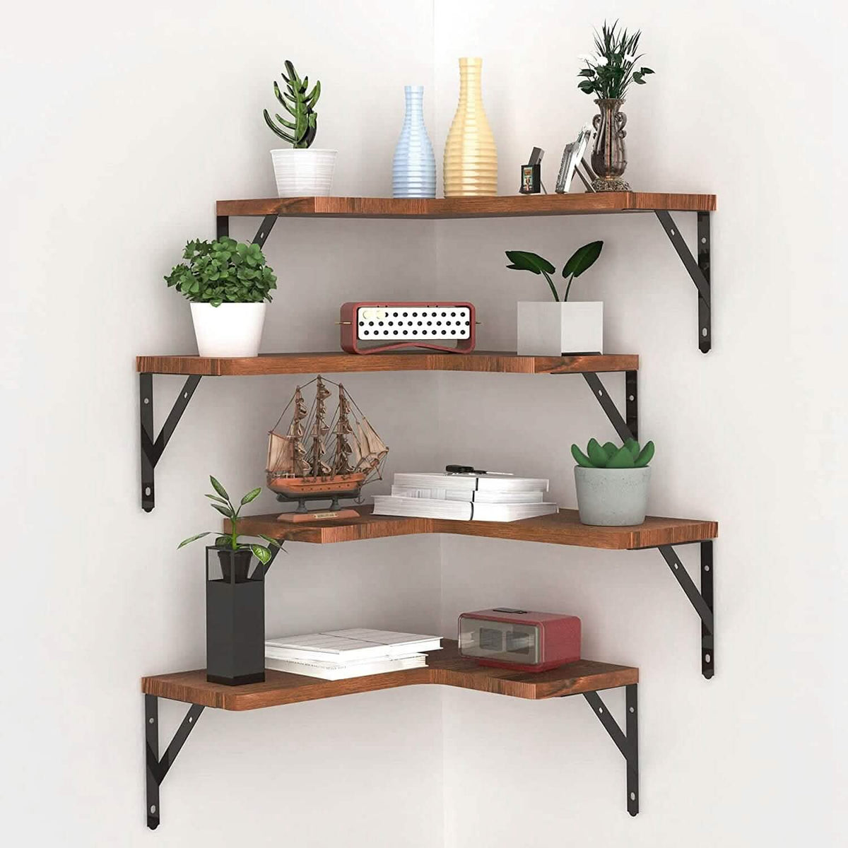 4-Pack: Corner Floating Shelf Wall Mount Display Storage - A-1 Thread Vault