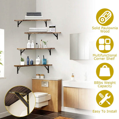 4-Pack: Corner Floating Shelf Wall Mount Display Storage - A-1 Thread Vault