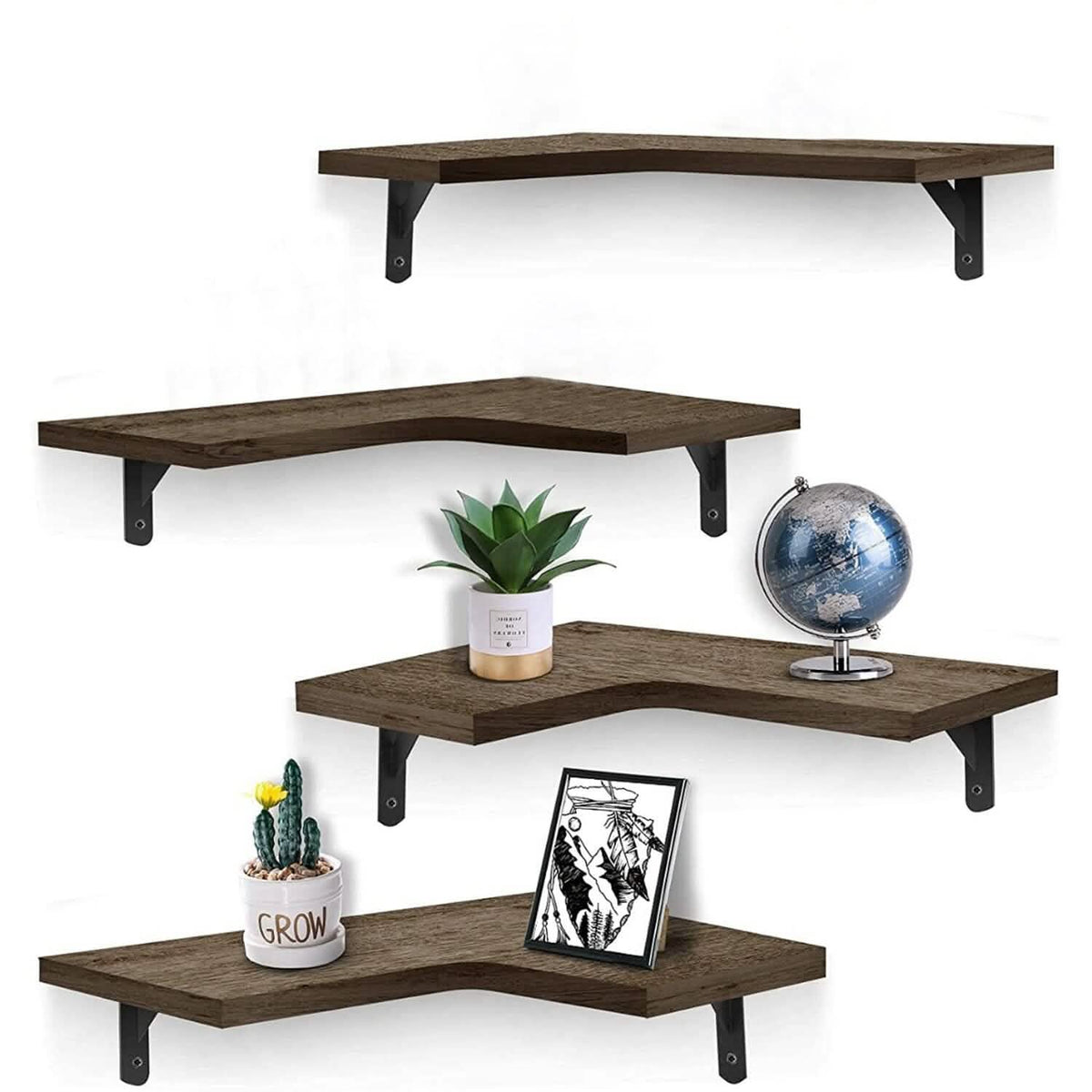 4-Pack: Corner Floating Shelf Wall Mount Display Storage - A-1 Thread Vault