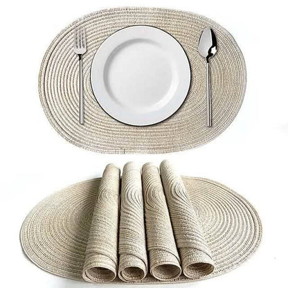 4-Pack: Cotton Oval Dining Mat - A-1 Thread Vault